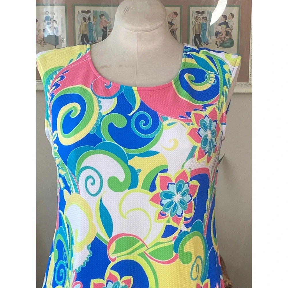 Ronni Nicole Multi Color Psychedelic Floral Paisley Shift‎ Dress Size 10 coastal